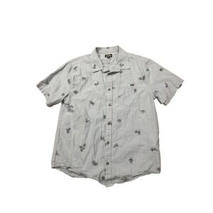 Billabong Mens Palm Tree Print Short Sleeve Button Up Casual Shirt Size M